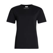 Patou Svart Logo-Broderad Crew Neck T-shirt Black, Dam