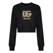 Dolce & Gabbana Bomullssweatshirt med logodetalj Black, Dam