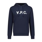 A.p.c. Logo Print Hoodie Stil Komfort Blue, Herr