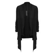 Rick Owens Svart Ull Cardigan Rund Hals Långa ärmar Black, Dam