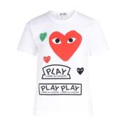 Comme des Garçons Play Vit T-shirt med hjärtlogga och korta ärmar Whit...