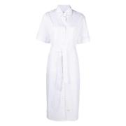 Thom Browne Lyxig Bomull Midi Skjortklänning White, Dam