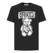 Moschino Svart Teddybjörntryck T-shirt Black, Herr