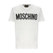 Moschino Vit T-shirt med Kontrasttryck White, Herr