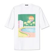 Balmain Tryckt T-shirt White, Herr