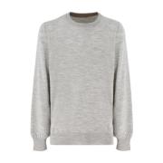 Brunello Cucinelli Elegant Crew-Neck Slim Fit Sweater Gray, Herr