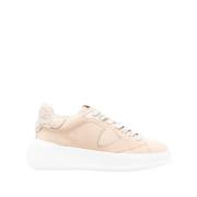 Philippe Model Beige Sneakers med Faux-Shearling Trim Beige, Dam