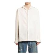 Helmut Lang Vanilla Hoodie Shirt med knappstängning White, Herr