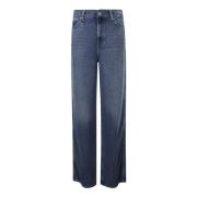 7 For All Mankind Hög Midja Bred Ben Denim Jeans Blue, Dam