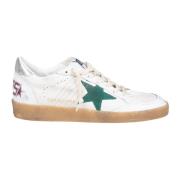 Golden Goose Vita Gröna Lädersneakers med Mocka Stjärna White, Herr