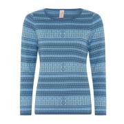 Skovhuus Mini Jaquard Pullover Blus Indian Blue, Dam