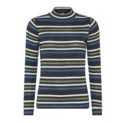 Skovhuus Randig Ribbstickad Pullover Blus Agave Multicolor, Dam