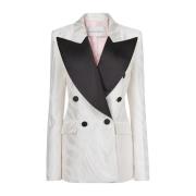 Nina Ricci Zebra Jacquard Oversized Blazer Off White Beige, Dam