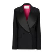 Nina Ricci Svart Oversized Double-Breasted Blazer Black, Dam