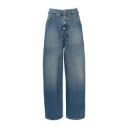 MM6 Maison Margiela Klar Blå Denim Wide Leg Jeans Blue, Dam