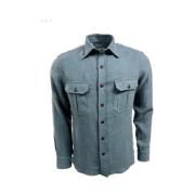 Salvatore Piccolo Ramie Linne Ull Overshirt Blå Blue, Herr