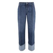 Bottega Veneta Cropped Jeans med upprullade benslut Blue, Dam