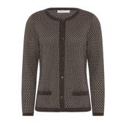 Skovhuus Brun Jaquard Cardigan med Vackra Detaljer Brown, Dam