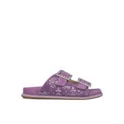 Alma EN Pena Rhinestone Flat Sandal Purple, Dam