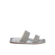 Alma EN Pena Glittrande platt sandal med breda remmar Gray, Dam