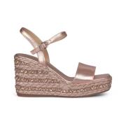 Alma EN Pena Flätad pärlad kil sandal Pink, Dam