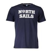 North Sails Blå Bomull T-Shirt med Korta ärmar Blue, Herr