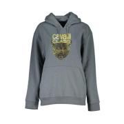 Cavalli Class Grå Fleece Hoodie med Tryck Gray, Dam