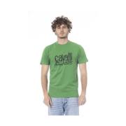 Cavalli Class Logo Print Rund Hals T-Shirt Green, Herr