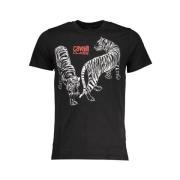 Cavalli Class Svart T-shirt med Print Logo Black, Herr