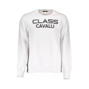 Cavalli Class Stiligt vitt rundhals sweatshirt White, Herr