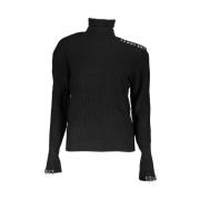 Patrizia Pepe Elegant Kontrast Turtleneck Tröja Black, Dam