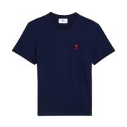 Ami Paris Navy Blue Monogram T-shirt Blue, Herr