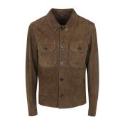 Tom Ford Suede Outershirt i Mocha Brown Brown, Herr