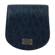 Dolce & Gabbana Elegant Blå Caimano Läder Plånbok Blue, Dam