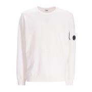 C.p. Company Vit Lätt Fleece Crew Neck Sweatshirt White, Herr