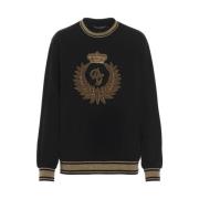 Dolce & Gabbana Dekorerad Bomull Crewneck Sweatshirt Black, Herr