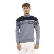 Alpha Studio Mjuk Blandning Mock Neck Tröja Blue, Herr