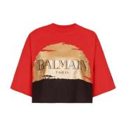 Balmain Disney x: The Lion King - Solnedgång tryckt kort T-shirt Multi...