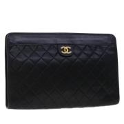 Chanel Vintage Pre-owned Tyg kuvertvskor Black, Dam