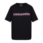 Dsquared2 T-shirt med logotyp Black, Dam