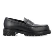 Off White Svarta militära loafers med signatursula Black, Herr