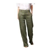 Mason's Raka Kvinnors Linneblandning Chino Byxor Green, Dam