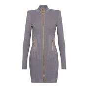 Balmain Kort stickad klänning Gray, Dam