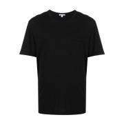 James Perse Klassisk Svart Bomull T-shirt med Bröstficka Black, Herr