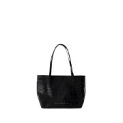 Chylak Svart Läder Shopper Väska Black, Dam