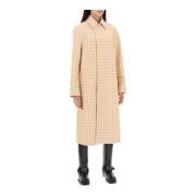 Burberry Houndstooth Car Coat Beige, Dam