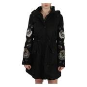 John Richmond Elegant Svart Parka med Glamorösa Detaljer Black, Dam