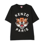 Kenzo Svart Tiger Motif T-shirts och Polos Black, Herr