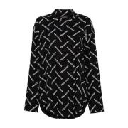 Balenciaga Logo Print Poplin Skjorta Black, Dam