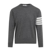 Thom Browne Grå Tröja 4-Bar Pullover Gray, Herr